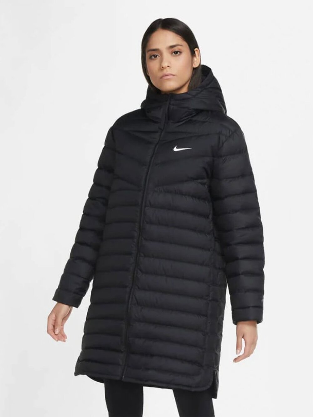 Nike Women's Black Sportswear Down-Fill Windrunner Puffer Parka Jacket Size L